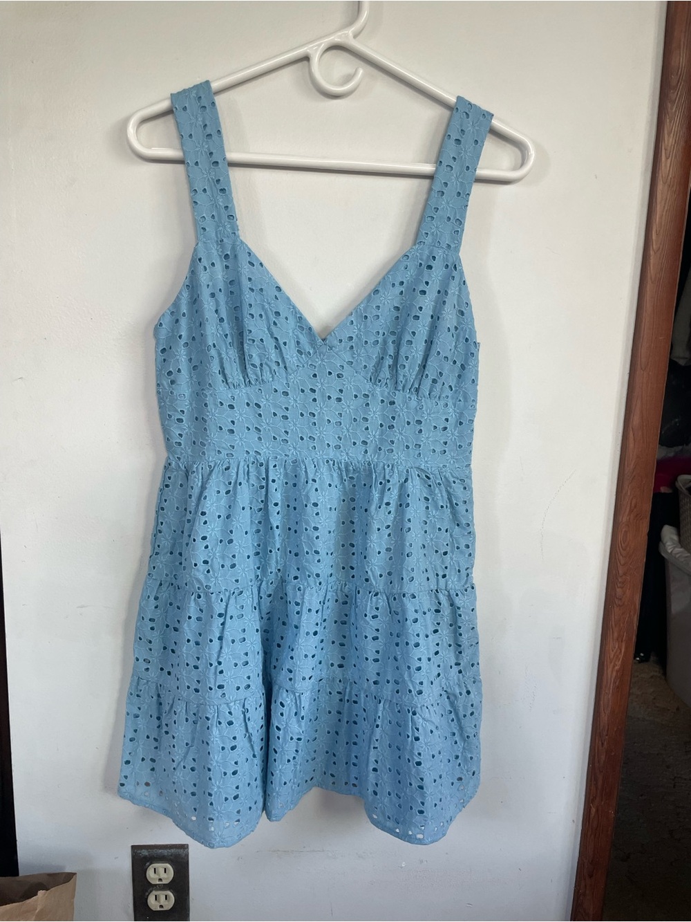 Forever 21 Babydoll blue eyelet mini dress🩵